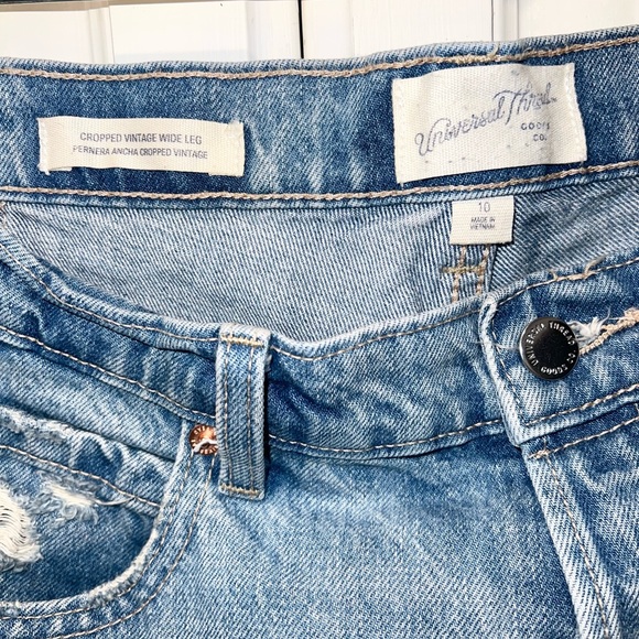 Vintage Baggy Wide Leg Cropped Medium Wash Jeans Sz 10 - Picture 5 of 5